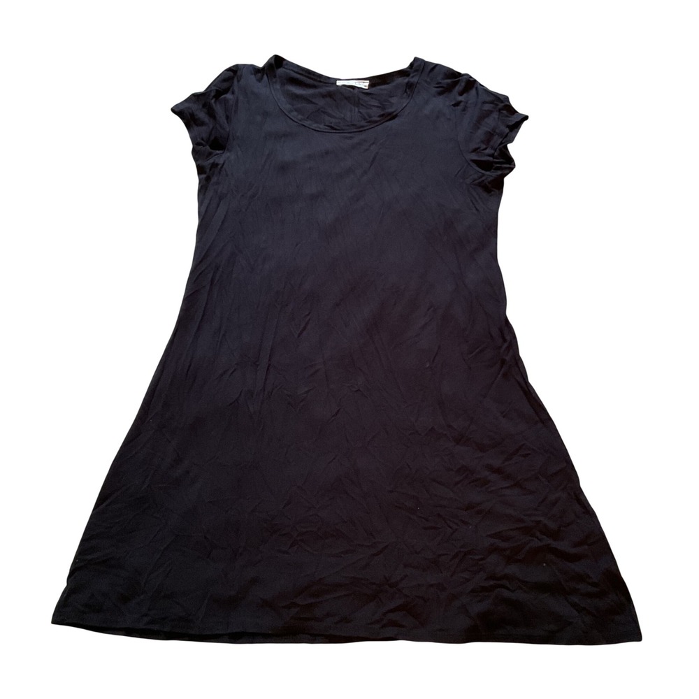 Olivia Rae Womens Black Short Sleeve Crew Neck A-Line T-Shirt Dress Size M